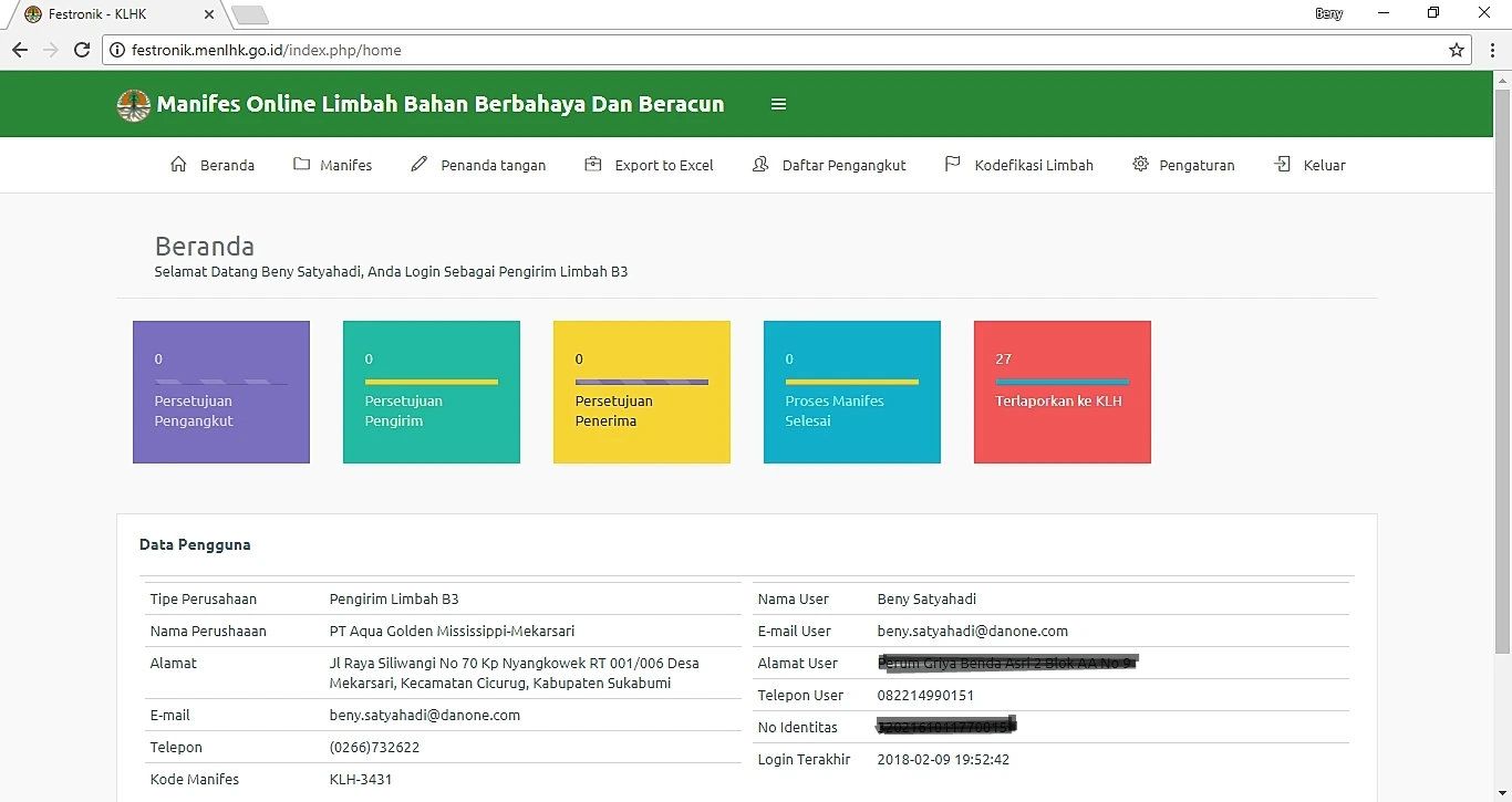 Tampilan penggunaan FESTRONIK versi lama